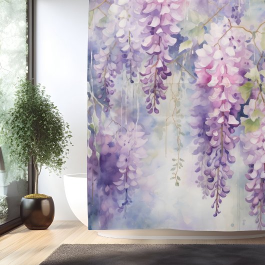 Watercolor Wisteria Whisky Duschvorhang
