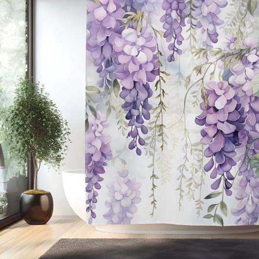 Watercolor Wisteria Whisky Duschvorhang