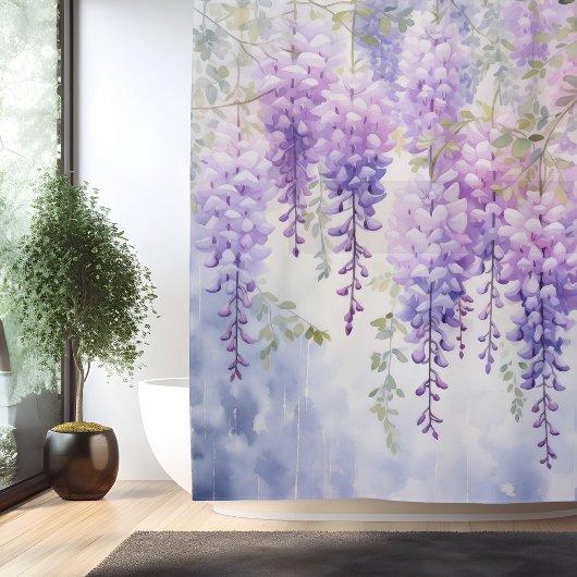 Watercolor Wisteria Whisky Duschvorhang