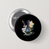 Watercolor Witch Halloween Fall Autumn Art Paintin Button (Vorne & Hinten)