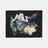 Watercolor Witch Halloween Fall Autumn Art Paintin Fleecedecke (Vorderseite (Horizontal))