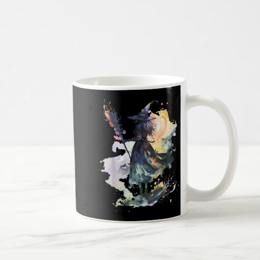 Watercolor Witch Halloween Fall Autumn Art Paintin Kaffeetasse (Rechts)