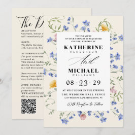 Watercolor Wldflowers Meadow Details RSVP Wedding Einladung