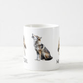 Watercolor Wolf Art Monogram Personalisiert Kaffeetasse (Mittel)