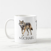 Watercolor Wolf Art Monogram Personalisiert Kaffeetasse (Links)