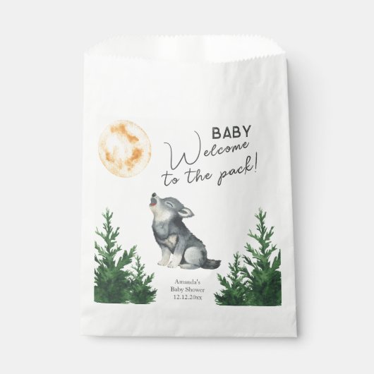 Watercolor-Wolf-Baby-Party  Geschenktütchen (Vorderseite)