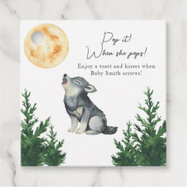 Watercolor-Wolf-Baby-Party Pop it! Wenn sie platzt Geschenkanhänger