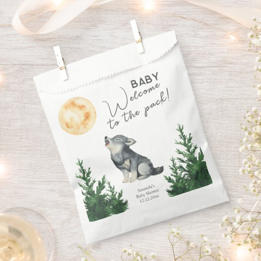 Watercolor Wolf Baby Shower Geschenktütchen (Ausgeschnitten)