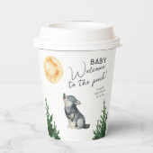 Watercolor Wolf Baby Shower  Pappbecher (Rückseite)