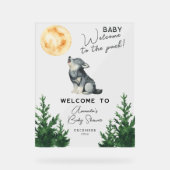 Watercolor Wolf Baby shower Welcome Acrylschild (Vorderseite)