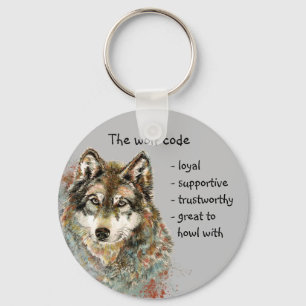 Watercolor Wolf Code Quote, Wolves Inspirational  Schlüsselanhänger