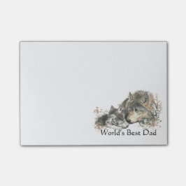 Watercolor Wolf & Cub Nature Kunst, Dichtung und V Post-it Klebezettel