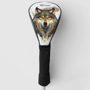 Watercolor Wolf Earths Tones Golf Headcover