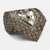 Watercolor Wolf Head Grau Schwarz Braun Farben Krawatte (Gerollt)