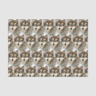 Watercolor Wolf Head Graue Schwarz-weiße Farben Seidenpapier