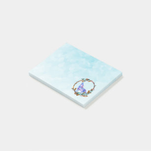 Watercolor Wolf Howling in einem Boho Style Kranz Post-it Klebezettel