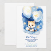 Watercolor Wolf Kinderdusche Einladung (Vorne/Hinten)