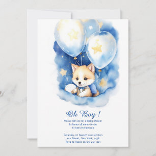 Watercolor Wolf Kinderdusche Einladung