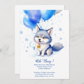 Watercolor Wolf Kinderdusche Einladung (Vorne/Hinten)