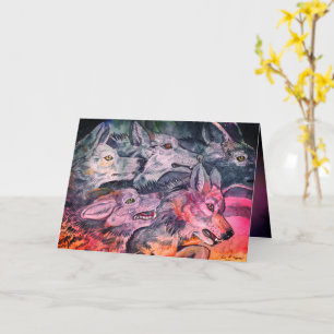 Watercolor Wolf Pack Card Karte