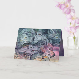 Watercolor Wolf Pack Karte