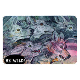 Watercolor Wolf Pack Magnet