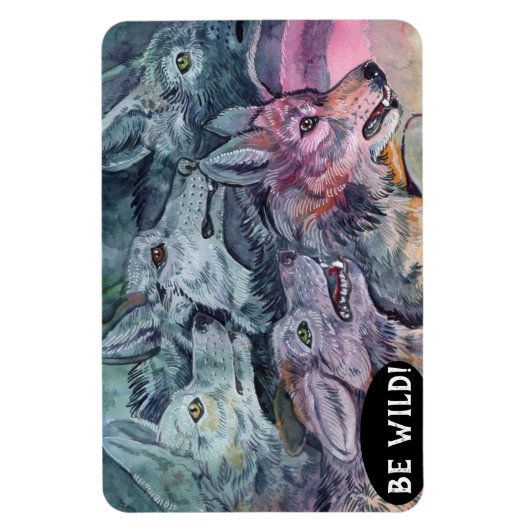 Watercolor Wolf Pack Magnet (Vertikal)