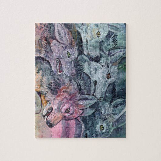 Watercolor Wolf Pack Puzzle (Vertikal)