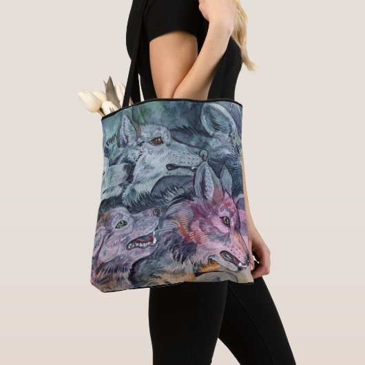 Watercolor Wolf Pack Tasche (Von Nahem)