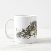 Watercolor Wolf Parent Cubs Kaffeetasse (Links)