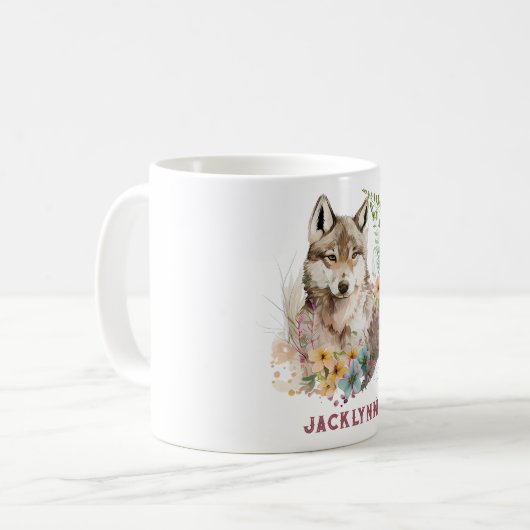 Watercolor Wolf Personalisiert Coffee Tasse (Vorderseite Links)