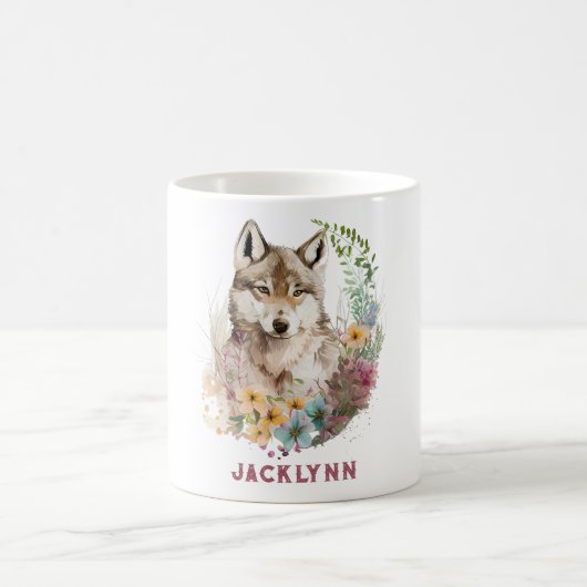 Watercolor Wolf Personalisiert Coffee Tasse (Mittel)