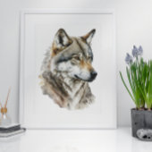 Watercolor Wolf Portrait Art Poster