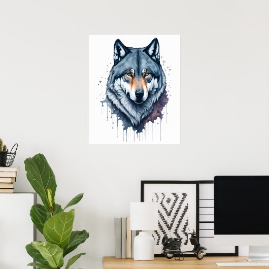 Watercolor Wolf Poster (Heimbüro)