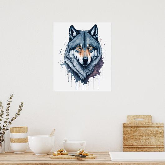 Watercolor Wolf Poster (Küche)
