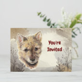 Watercolor Wolf Pup Animal Custom Birthday Einladung (Stehend Vorderseite)