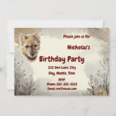 Watercolor Wolf Pup Animal Custom Birthday Einladung (Rückseite)