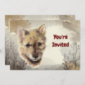 Watercolor Wolf Pup Animal Custom Birthday Einladung (Vorne/Hinten)