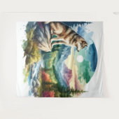 Watercolor Wolf Wandteppich (Vorderseite (Horizontal))