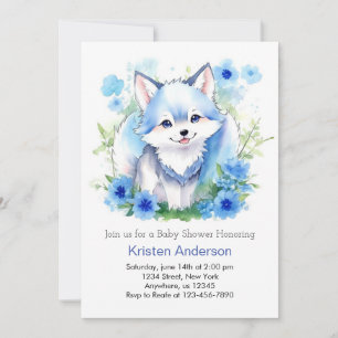 Watercolor Wolf Whimsical Boy Baby Dusche Einladung