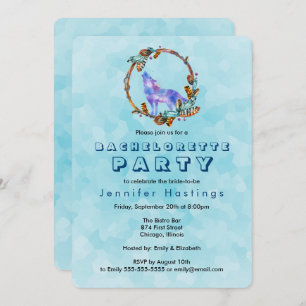 Watercolor Wolf - Wild Boho Style Bachelorette Einladung