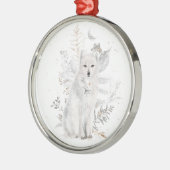 Watercolor Wolf Winter Grün Ornament Aus Metall (Links)