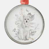 Watercolor Wolf Winter Grün Ornament Aus Metall (Vorne)
