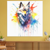 Watercolor Wolfs Melodie Leinwanddruck (Insitu (Wohnzimmer))