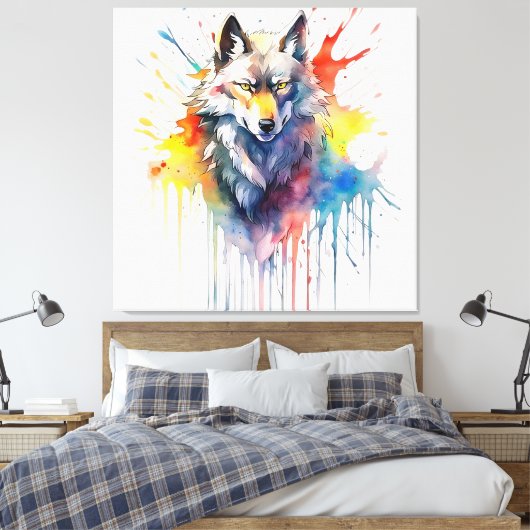 Watercolor Wolfs Melodie Leinwanddruck (Insitu (Schlafzimmer))