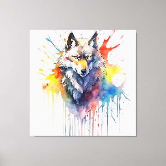 Watercolor Wolfs Melodie Leinwanddruck (Vorderseite)