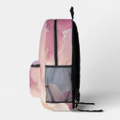 Watercolor Wolken Black Gold Monogram Name Script Bedruckter Rucksack (Rechts)