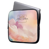 Watercolor Wolken Black Gold Monogram Name Script Laptopschutzhülle (Vorderseite Links)