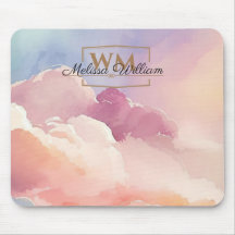 Watercolor Wolken Black Gold Monogram Name Script