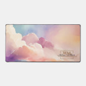 Watercolor Wolken Black Gold Monogram Name Script Schreibtischunterlage (Vorderseite)